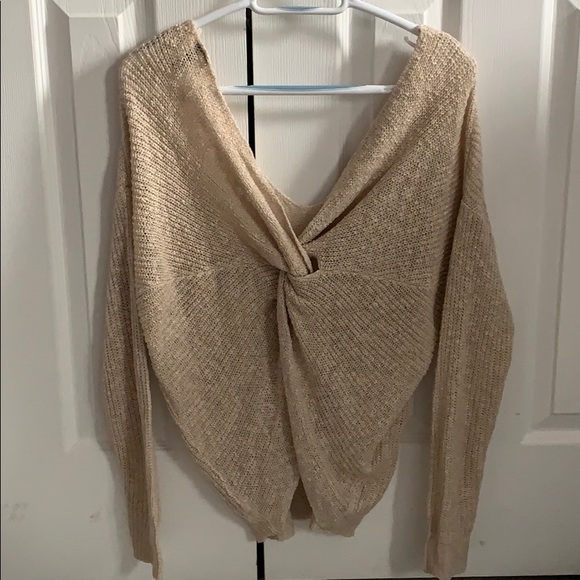 moon & madison Sweaters - Moon & Madison Beige Knot Back Sweater